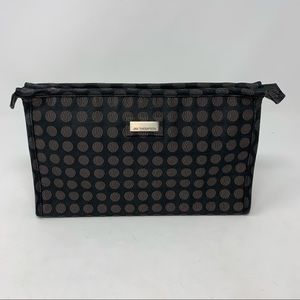 Jim Thompson Thai Silk Large Plastic Lined Back Gray Cosmetics Travel Case